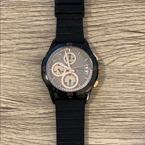 Matte black and gold Fossil watch